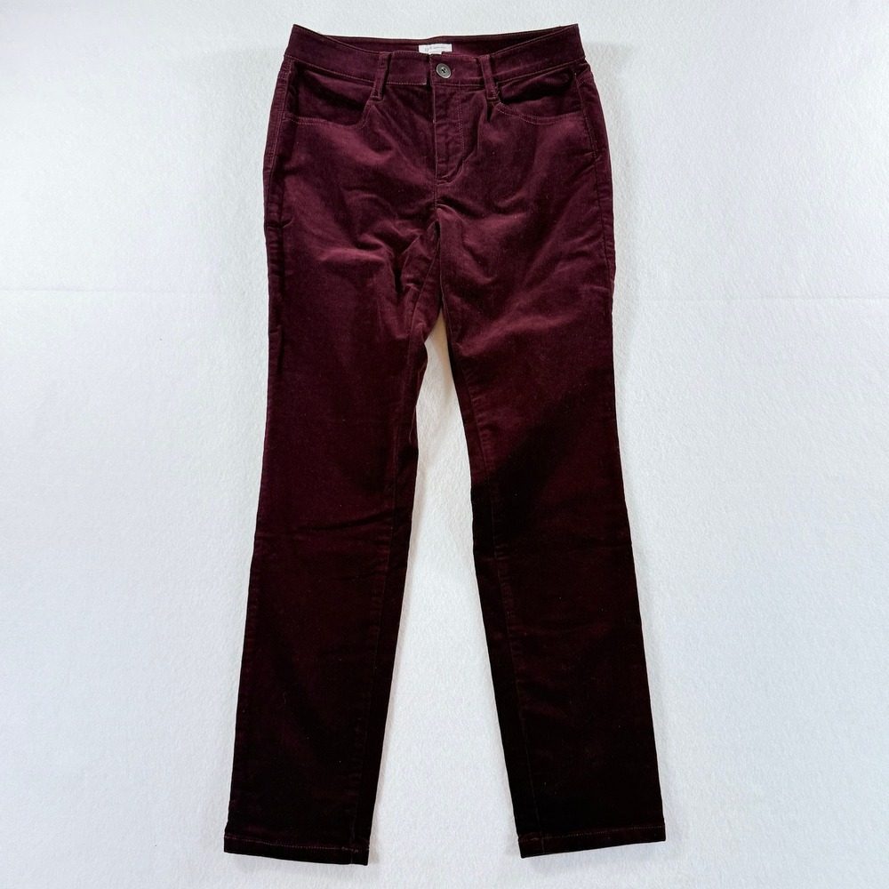 J. Jill Corduroy Pants Womens 4 Burgundy Straight Leg Dark Academia Preppy